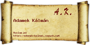 Adamek Kálmán névjegykártya